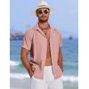 imageCOOFANDY Mens Cuban Guayabera Summer Beach Short Sleeve Casual Vacation Wedding ShirtPink