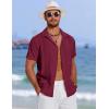 imageCOOFANDY Mens Cuban Guayabera Summer Beach Short Sleeve Casual Vacation Wedding ShirtWine Red