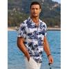 imageCOOFANDY Mens Hawaiian Short Sleeve Shirt Tropical Vacation Essential Casual Button Down Summer Beach ShirtsBlack Coconut Treewhite