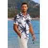 imageCOOFANDY Mens Hawaiian Short Sleeve Shirt Tropical Vacation Essential Casual Button Down Summer Beach ShirtsBlack Palm Leafwhite