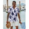 imageCOOFANDY Mens Hawaiian Short Sleeve Shirt Tropical Vacation Essential Casual Button Down Summer Beach ShirtsBlack Palm Leafwhite