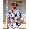 imageCOOFANDY Mens Hawaiian Short Sleeve Shirt Tropical Vacation Essential Casual Button Down Summer Beach ShirtsBlack Palm Leafwhite