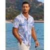 imageCOOFANDY Mens Hawaiian Short Sleeve Shirt Tropical Vacation Essential Casual Button Down Summer Beach ShirtsBlue Tropical Leafwhite