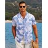 imageCOOFANDY Mens Hawaiian Short Sleeve Shirt Tropical Vacation Essential Casual Button Down Summer Beach ShirtsBlue Tropical Leafwhite