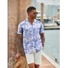 imageCOOFANDY Mens Hawaiian Short Sleeve Shirt Tropical Vacation Essential Casual Button Down Summer Beach ShirtsBlue Tropical Leafwhite