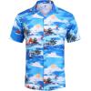 imageCOOFANDY Mens Hawaiian Short Sleeve Shirt Tropical Vacation Essential Casual Button Down Summer Beach ShirtsCoconut Treeblue