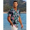 imageCOOFANDY Mens Hawaiian Short Sleeve Shirt Tropical Vacation Essential Casual Button Down Summer Beach ShirtsFlower Leavesblack