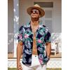 imageCOOFANDY Mens Hawaiian Short Sleeve Shirt Tropical Vacation Essential Casual Button Down Summer Beach ShirtsFlower Leavesblack