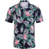 imageCOOFANDY Mens Hawaiian Short Sleeve Shirt Tropical Vacation Essential Casual Button Down Summer Beach ShirtsFlower Leavesblack