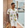 imageCOOFANDY Mens Hawaiian Short Sleeve Shirt Tropical Vacation Essential Casual Button Down Summer Beach ShirtsGreen Coconut Treewhite
