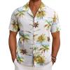 imageCOOFANDY Mens Hawaiian Short Sleeve Shirt Tropical Vacation Essential Casual Button Down Summer Beach ShirtsGreen Coconut Treewhite