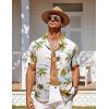 imageCOOFANDY Mens Hawaiian Short Sleeve Shirt Tropical Vacation Essential Casual Button Down Summer Beach ShirtsGreen Coconut Treewhite