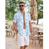 imageCOOFANDY Mens Hawaiian Short Sleeve Shirt Tropical Vacation Essential Casual Button Down Summer Beach ShirtsGreen Leaveswhite