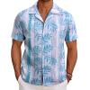 imageCOOFANDY Mens Hawaiian Short Sleeve Shirt Tropical Vacation Essential Casual Button Down Summer Beach ShirtsGreen Leaveswhite