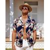 imageCOOFANDY Mens Hawaiian Short Sleeve Shirt Tropical Vacation Essential Casual Button Down Summer Beach ShirtsHawaiian Plantsnavy Blazer