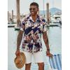 imageCOOFANDY Mens Hawaiian Short Sleeve Shirt Tropical Vacation Essential Casual Button Down Summer Beach ShirtsHawaiian Plantsnavy Blazer