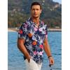 imageCOOFANDY Mens Hawaiian Short Sleeve Shirt Tropical Vacation Essential Casual Button Down Summer Beach ShirtsHibiscus Leavesblue