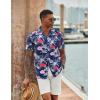 imageCOOFANDY Mens Hawaiian Short Sleeve Shirt Tropical Vacation Essential Casual Button Down Summer Beach ShirtsHibiscus Leavesblue
