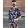 imageCOOFANDY Mens Hawaiian Short Sleeve Shirt Tropical Vacation Essential Casual Button Down Summer Beach ShirtsHibiscus Leavesblue
