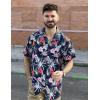 imageCOOFANDY Mens Hawaiian Short Sleeve Shirt Tropical Vacation Essential Casual Button Down Summer Beach ShirtsHibiscus Leavesblue