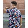 imageCOOFANDY Mens Hawaiian Short Sleeve Shirt Tropical Vacation Essential Casual Button Down Summer Beach ShirtsHibiscus Leavesblue
