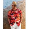 imageCOOFANDY Mens Hawaiian Short Sleeve Shirt Tropical Vacation Essential Casual Button Down Summer Beach ShirtsSunset Palm Treered