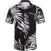 imageCOOFANDY Mens Hawaiian Short Sleeve Shirt Tropical Vacation Essential Casual Button Down Summer Beach ShirtsWhite Leavesblack Print