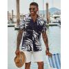 imageCOOFANDY Mens Hawaiian Short Sleeve Shirt Tropical Vacation Essential Casual Button Down Summer Beach ShirtsWhite Leavesblack Print