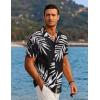 imageCOOFANDY Mens Hawaiian Short Sleeve Shirt Tropical Vacation Essential Casual Button Down Summer Beach ShirtsWhite Leavesblack Print
