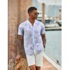 imageCOOFANDY Mens Hawaiian Short Sleeve Shirt Tropical Vacation Essential Casual Button Down Summer Beach ShirtsWhite Leavesblue