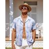 imageCOOFANDY Mens Hawaiian Short Sleeve Shirt Tropical Vacation Essential Casual Button Down Summer Beach ShirtsWhite Leavesblue