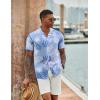 imageCOOFANDY Mens Hawaiian Short Sleeve Shirt Tropical Vacation Essential Casual Button Down Summer Beach ShirtsWhite Leavesblue Print