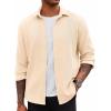 imageCOOFANDY Mens Lightweight Button Down Shirts Long Sleeve Casual Textured Overshirt Regular FitBeige
