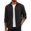 imageCOOFANDY Mens Lightweight Button Down Shirts Long Sleeve Casual Textured Overshirt Regular FitBlack