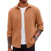 imageCOOFANDY Mens Lightweight Button Down Shirts Long Sleeve Casual Textured Overshirt Regular FitLight Brown