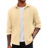 imageCOOFANDY Mens Lightweight Button Down Shirts Long Sleeve Casual Textured Overshirt Regular FitLight Khaki