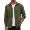 imageCOOFANDY Mens Lightweight Button Down Shirts Long Sleeve Casual Textured Overshirt Regular FitOlive Green