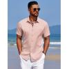 imageCOOFANDY Mens Summer Beach Vacation Shirt Casual Button Down Short Sleeve Shirt Hawaiian Tropical Resort WearAdusty Rose
