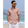 imageCOOFANDY Mens Summer Beach Vacation Shirt Casual Button Down Short Sleeve Shirt Hawaiian Tropical Resort WearAdusty Rose