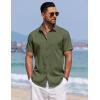 imageCOOFANDY Mens Summer Beach Vacation Shirt Casual Button Down Short Sleeve Shirt Hawaiian Tropical Resort WearArmy Green