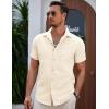 imageCOOFANDY Mens Summer Beach Vacation Shirt Casual Button Down Short Sleeve Shirt Hawaiian Tropical Resort WearBeige