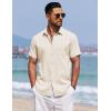 imageCOOFANDY Mens Summer Beach Vacation Shirt Casual Button Down Short Sleeve Shirt Hawaiian Tropical Resort WearBeige