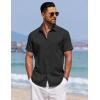 imageCOOFANDY Mens Summer Beach Vacation Shirt Casual Button Down Short Sleeve Shirt Hawaiian Tropical Resort WearBlack