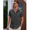 imageCOOFANDY Mens Summer Beach Vacation Shirt Casual Button Down Short Sleeve Shirt Hawaiian Tropical Resort WearDark Grey