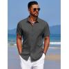 imageCOOFANDY Mens Summer Beach Vacation Shirt Casual Button Down Short Sleeve Shirt Hawaiian Tropical Resort WearDark Grey