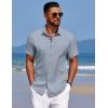 imageCOOFANDY Mens Summer Beach Vacation Shirt Casual Button Down Short Sleeve Shirt Hawaiian Tropical Resort WearGrey Blue