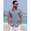 imageCOOFANDY Mens Summer Beach Vacation Shirt Casual Button Down Short Sleeve Shirt Hawaiian Tropical Resort WearGrey Blue
