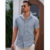 imageCOOFANDY Mens Summer Beach Vacation Shirt Casual Button Down Short Sleeve Shirt Hawaiian Tropical Resort WearGrey Blue