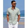 imageCOOFANDY Mens Summer Beach Vacation Shirt Casual Button Down Short Sleeve Shirt Hawaiian Tropical Resort WearGrey Green