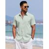 imageCOOFANDY Mens Summer Beach Vacation Shirt Casual Button Down Short Sleeve Shirt Hawaiian Tropical Resort WearGrey Green